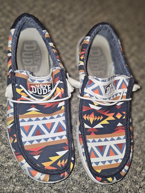 Hey Dude Other - Hey Dude Kids Navy Aztec Pattern Slip-On Sneakers